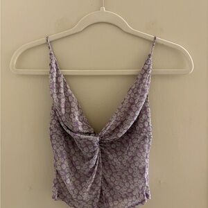 Urban Outfitters Lavender Floral Tie-Front Cami Top